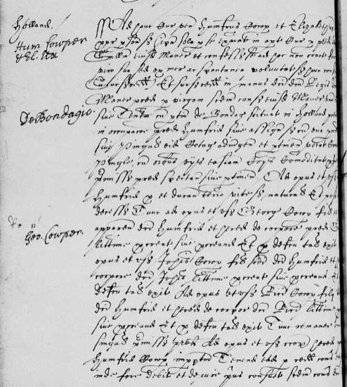 Humphrey Cowper manor court record 1628