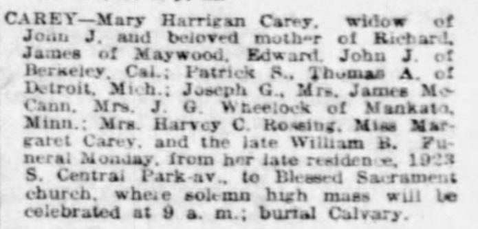 Mary
          Harrigan Carey obituary